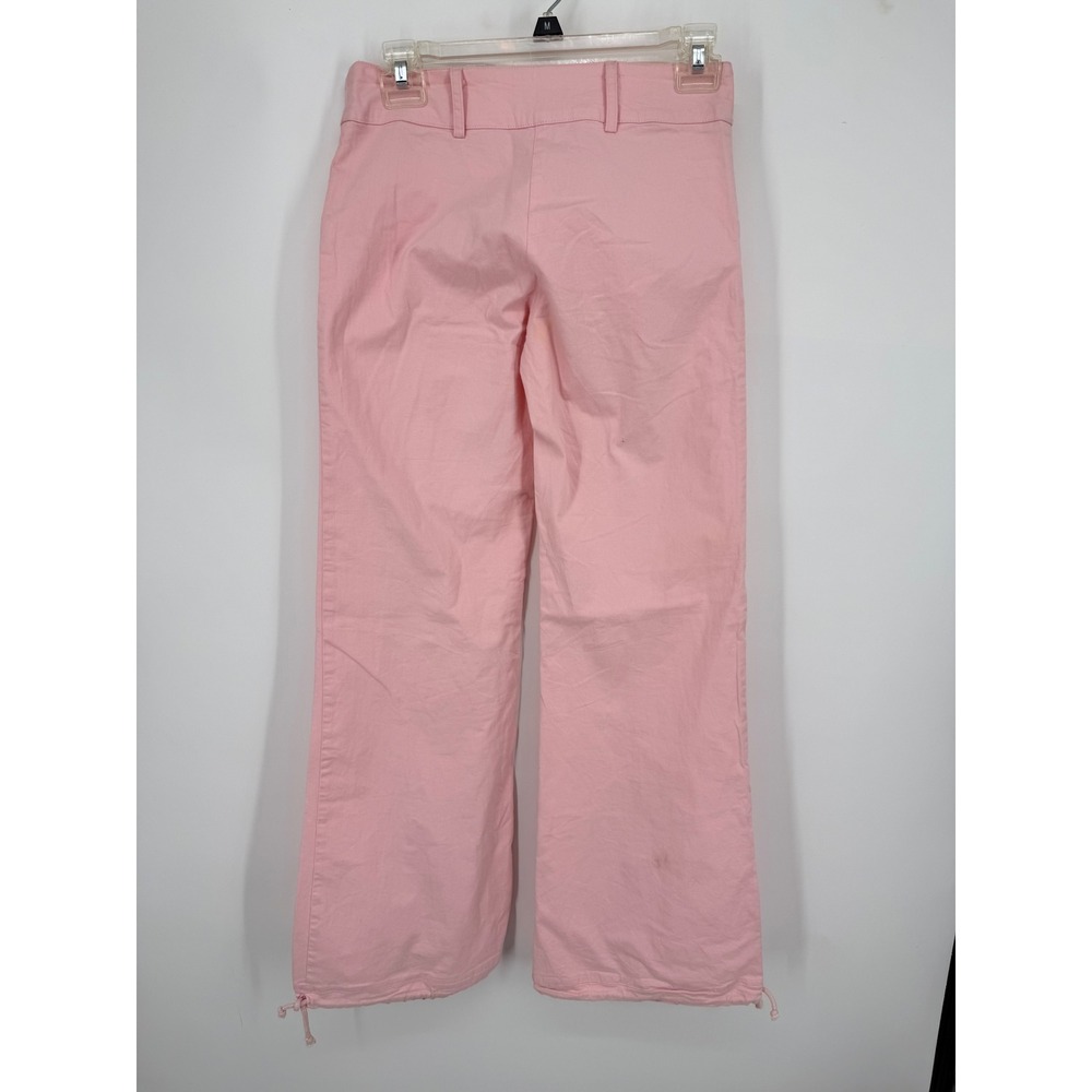 Scandalo Wide Leg Pants Women Medium Pink Y2K Ankle Zip Drawstring Hem Trousers - Picture 4 of 8